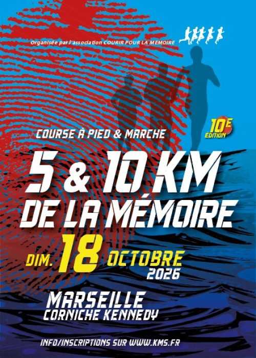 affiche CPLM des 5 ET 10 km de la mémoire le 18 octobre 2026 à Marseille sur la corniche Kennedy